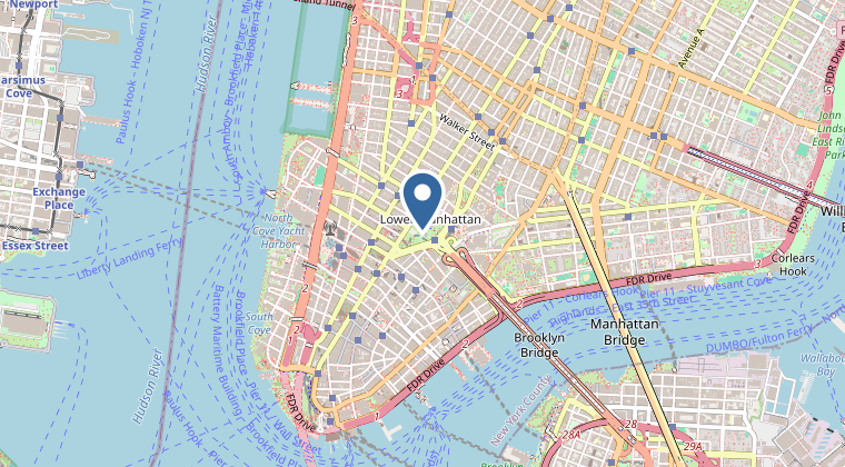 Map showing the New York office location
